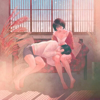 韩国手绘情侣日常插画图片